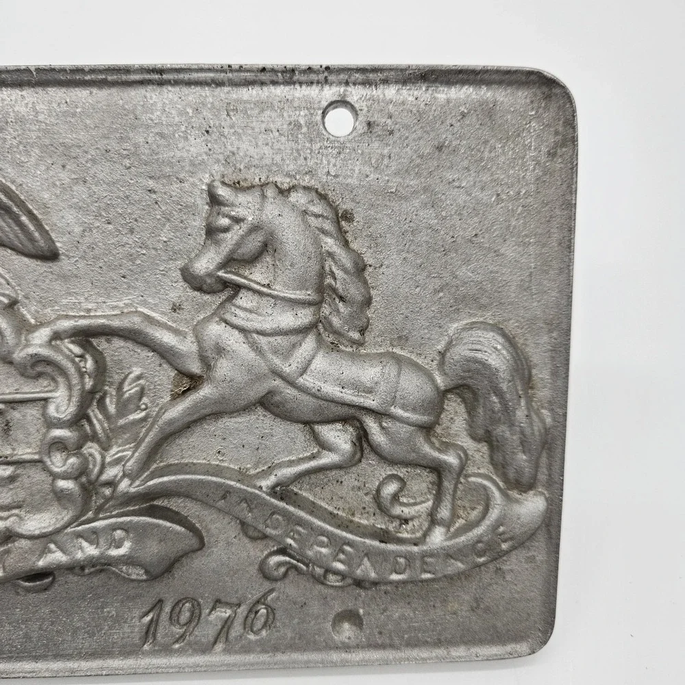 Vtg PA Virtue, Liberty & Independence Bicentenial Pewter License Plate